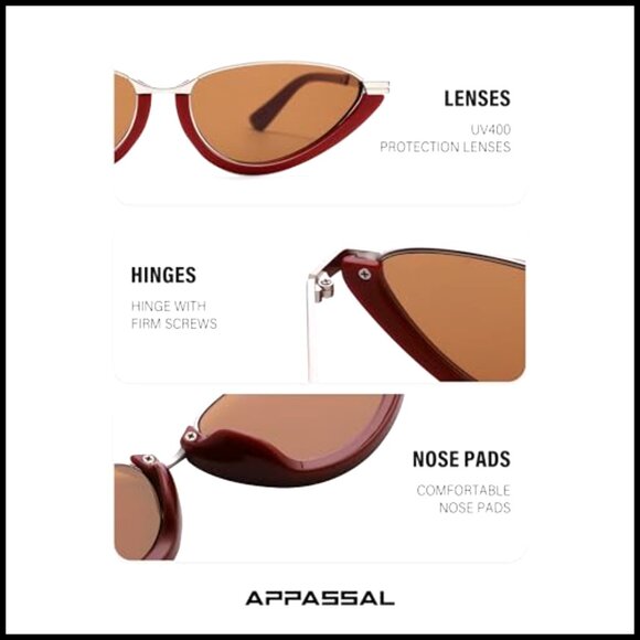 Vintage Cat Eye Sunglasses with UV Protection, Lightweight Frame
